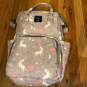 Kids Unicorn Backpack - Gray and Pink